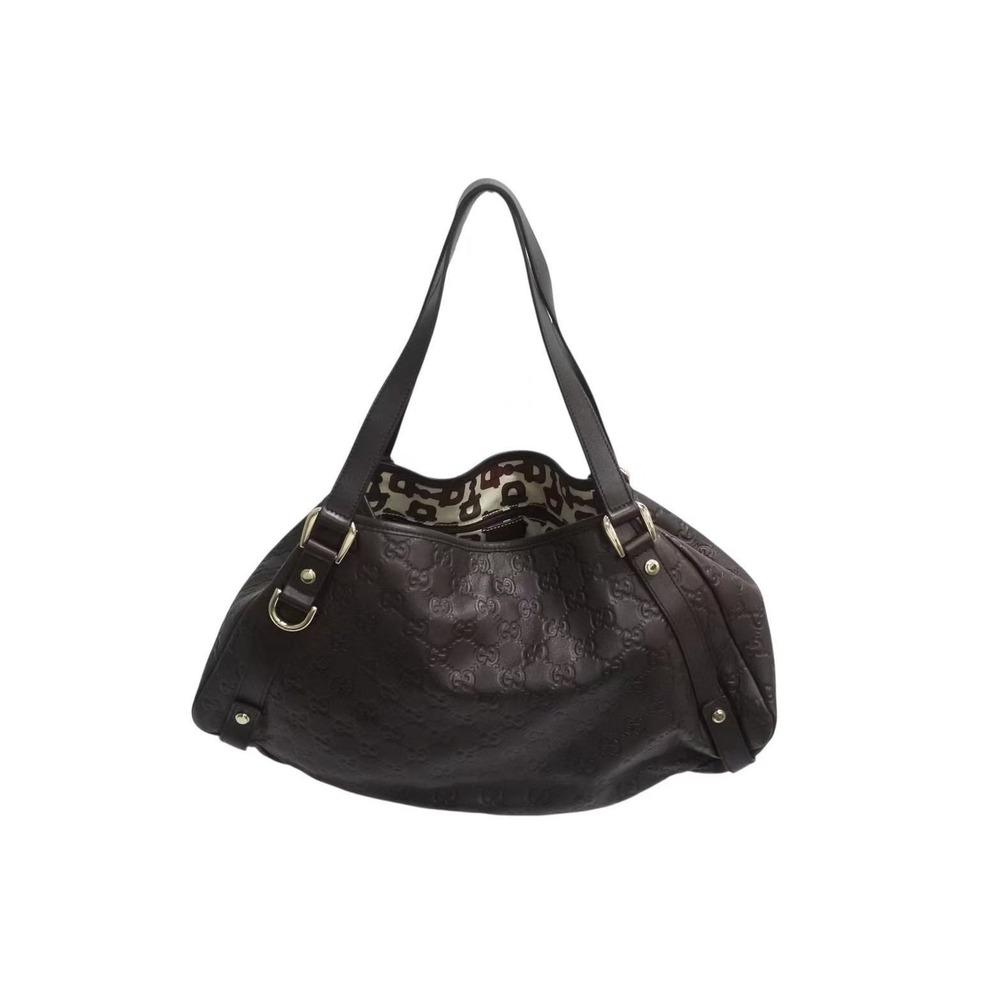 Gucci ssima GG Leather Tote Abbey Brown Bag - Picture 2 of 9
